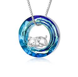 ROMANTICWORK Schwein Geschenke 925 Sterling Silber Süße Schwein Halskette mit Kristall Tier Anhänger Schwein Schmuck Geburtstag Geschenke für Frauen Mädchen Tochter von ROMANTICWORK