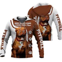 ROMBOBAG Männer Unisex Pitbull 3D Hundedruck Reißverschluss Hoodie Langarm Sweatshirts Jacke Pullover Trainingsanzug Hoodies M von ROMBOBAG