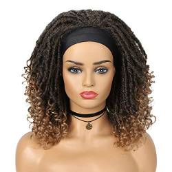Faux Locs Häkelhaarperücken Perücke bunte Stirnbandperücken kurzes Stirnband lockiges Haar schwarze Perücke für schwarze Frauen geflochtene Perücken(Color:T1B/27) von ROMOZ
