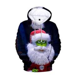 ROMOZ Weihnachten Grün Grinch 3D Hoodie Herbst Dünne Mode Pullover Kinder Jacke Jungen Mädchen Casual Sweatshirt(Style 3,6XL) von ROMOZ