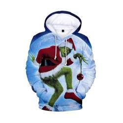 ROMOZ Weihnachten Grün Grinch 3D Hoodie Herbst Dünne Mode Pullover Kinder Jacke Jungen Mädchen Casual Sweatshirt(Style 4,6XL) von ROMOZ