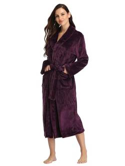RONGTAI Fleece Robe für Frauen Plüsch Weich Warm Lang Bademantel mit Taschen - Violett - Medium von RONGTAI