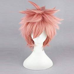 RONGYEDE Anime cosplay perücke Fairy Tail Natsu Dragneel Perücke 30cm kurze gerade Perücke für Mann Frauen Unisex Kostüm Cosplay Pink von RONGYEDE