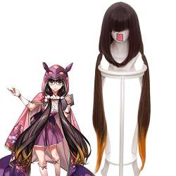 RONGYEDE Anime cosplay perücke Schicksal Grand Order Osakabehime Cosplay Perücke für Frauen 100 cm lang Glattes Kunsthaar Perücke Farbverlauf Gelb Anime Kostüm von RONGYEDE