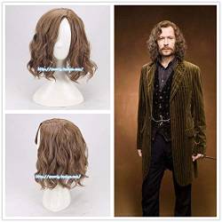 RONGYEDE-Cosplay Sirius Brown Wavy Wig Cosplay Perücke Halloween Rollenspiel Sirius Schwarze Haarkostüme mit Haarkappe von RONGYEDE