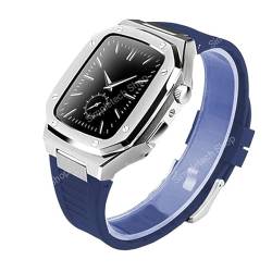 RONGYEDE Luxus Edelstahl für Apple Watch Band Series 6 SE 5 44 mm edles Metallgehäuse Armband für iWatch 8 7 41 mm 45 mm Modifikation Kit(Größe:45 mm) von RONGYEDE