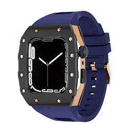RONGYEDE Neues Luxus-Modifikationsset Metallrahmen Lünette für Apple Watch Band Case 7 6 5 4 3 44 mm 45 mm Uhrenarmband für iWatch 7 6 5 SE(Größe:45 mm) von RONGYEDE