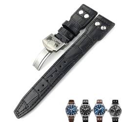 RONGYEDE Uhrenarmband aus echtem Kalbsleder 21 mm 22 mm geeignet für IWC Big Pilot Top Gun IW5009 IW5103 mit Draht-Nagel-Uhrenarmband(Größe:21 mm) von RONGYEDE