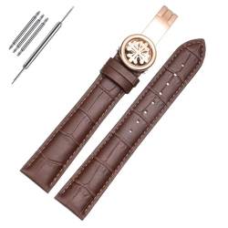RONGYEDE Uhrenarmband aus echtem Leder für PP Patek Philippe Granate 5167Ax 20 mm 21 mm 22 mm Armband für Herren und Damen(Größe:19 mm) von RONGYEDE