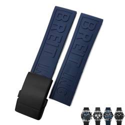 RONGYEDE Weiches Gummi-Armband für Breitling Avenger Navitimer 20 mm 22 mm 24 mm Silikon-Armband Schwarz/Blau wasserdicht Uhrenarmband Uhrenarmband(Größe:24 mm) von RONGYEDE