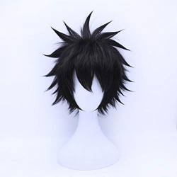 RONGYEDE-Wig Anime Cosplay Anime My Hero Academia Dabi Wig Cosplay Costume Boku no Hero Academia Short Black Synthetic Hair Halloween Party Wigs von RONGYEDE