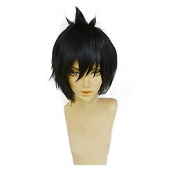 RONGYEDE-Wig Anime Cosplay Anime-Perücke Fairy Tail Cosplay Zeref Dragneel-Perücke kurze schwarze Perücke Kostüm-Halloween-Perücke for Halloween Kostümparty Anime-Show Cosplay-Event Konzerte von RONGYEDE