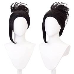 RONGYEDE-Wig Anime Cosplay Anime-Perücke My Hero Academia Cosplay Momo Yaoyorozu-Perücke kurze schwarze Pferdeschwanz-Perücke Kostüm-Halloween-Perücke for Halloween von RONGYEDE