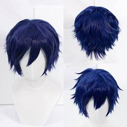 RONGYEDE-Wig Anime Cosplay Anime Perücke Shugo Chara!Cosplay Tsukiyomi Ikuto Perücke kurze blaue Perücke Kostüm-Halloween-Perücke for Halloween Kostümparty Anime-Show von RONGYEDE