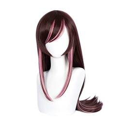 RONGYEDE-Wig Anime Cosplay Anime-Perücke for Vtuber Kizuna AI Cosplay-Perücke braune und rosa Lange Perücke Kostüm-Halloween-Perücke for Halloween Kostümparty Anime-Show Cosplay-Event Konzerte von RONGYEDE