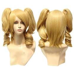 RONGYEDE-Wig Anime Cosplay Cosplay Animation COS Double Horsetail Gold Curled Chemical Fiber high Temperature Wire Cover von RONGYEDE