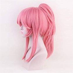 RONGYEDE-Wig Anime Cosplay FGO Cosplay Wig Servant Caster Tamamo no Mae Pink Synthetic Hair with Chip Ponytails for Adults Destiny Grand Order Extra + Wig Cap von RONGYEDE