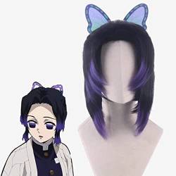 RONGYEDE Wig Anime Cosplay Ghost Blade Butterfly Through Anim Session Column Horse Short Send Cosplay Wig Black Zi Gradient von RONGYEDE