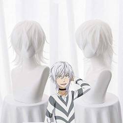 RONGYEDE-Wig Anime Cosplay Toaru Majutsu No Index Accelerator Cosplay Wig for Man Boys 30cm Short Straight Anime Wig Heat Resistant Synthetic Hair White von RONGYEDE