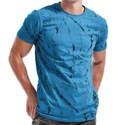 RONOMO Herren Mode Krawatte Dye T-Shirt Casual Print T-Shirt Graffiti T-Shirt(SH Blau XL) von RONOMO