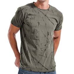 RONOMO Herren Mode Krawatte Dye T-Shirt Casual Print T-Shirt Graffiti T-Shirt(SH Grau 4XL) von RONOMO