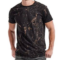 RONOMO Herren Mode Krawatte Dye T-Shirt Casual Print T-Shirt Graffiti T-Shirt(SH Schwarz XXXL) von RONOMO