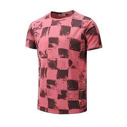 RONOMO Herren Mode Krawatte Dye T-Shirt Casual Print T-Shirt Graffiti T-Shirt(ZG Rosa XL) von RONOMO