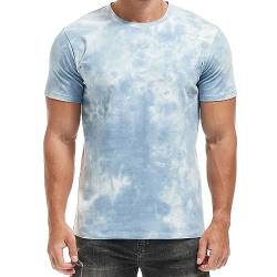 RONOMO Herren Mode Krawatte Dye T-Shirt Casual Print T-Shirt Graffiti T-Shirt(ZR Blauer weiß S) von RONOMO