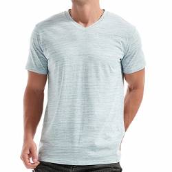 RONOMO Herren Mode T-Shirt Bequemes T-Shirt Low V-Ausschnitt T-Shirt (V01 Himmelblau M) von RONOMO