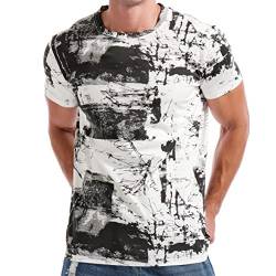 RONOMO Herren Mode bedrucktes T-Shirt Casual Print T-Shirt (FK Weiß L) von RONOMO