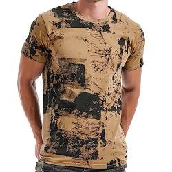 RONOMO Herren Mode bedrucktes T-Shirt Casual Print T-Shirt (HK Gelb M) von RONOMO