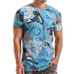 RONOMO Herren T-Shirt Street T-Shirt Qualität T-Shirt（TY Blau M von RONOMO