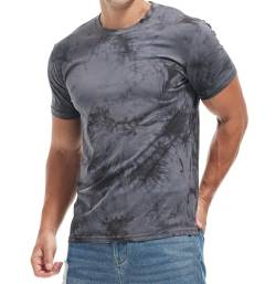RONOMO Herren T-Shirts, Tie Dyed T-Shirts, Bedruckte T-Shirts, Casual T-Shirts（ZR Grau XXXL） von RONOMO