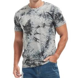 RONOMO Herren T-Shirts, Tie Dyed T-Shirts, Bedruckte T-Shirts, Casual T-Shirts（ZR Hellgrau S） von RONOMO