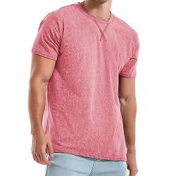 RONOMO Männer T-Shirt, Hochwertiges T-Shirt, Einfarbige T-Shirt, Mode T-Shirt (CSX Rosa S) von RONOMO