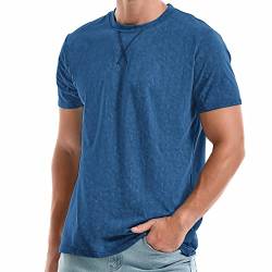 RONOMO Männer T-Shirt, Hochwertiges T-Shirt, Einfarbige T-Shirt, Mode T-Shirt (CSX blau 4XL) von RONOMO