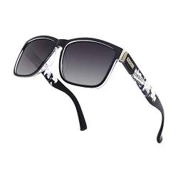 RONSOU Sonnenbrille Herren Damen Polarisiert Verspiegelt Retro Vintage UV400 Brille Transparenter Grauer Rahmen Graue Linse von RONSOU