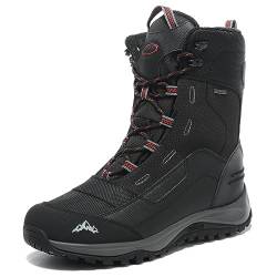 Schneestiefel für Herren Warm Gefüttert Winterstiefel Wasserdicht Trekking Wanderschuhe (Schwarz grau, numeric_40) von ROOKMARK