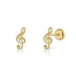 Ohrringe, Gold, Notenschlüssel, Musiknote 4 x 10 mm (4-9914) von ROSA DI MANUEL