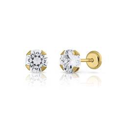 Ohrringe aus Gold 18 Karat, mit Zirkonia, 6 mm, Schraubverschluss. von ROSA DI MANUEL