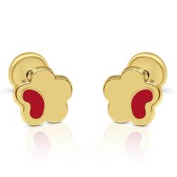 Ohrringe mit Rot-Emaille für Mädchen oder Damen, mit rotem Emaille, Größe 6,50 mm, Schraubverschluss (4-2351) von ROSA DI MANUEL