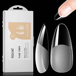 Nägel Tips für Gelnägel, ROSALIND Mandel Nageltips Full Cover Soft Gel Falsche Nail Tips 264PCS Almond Medium No-File Acryl Nagelspitzen Mandelform Pre-Buff Künstliche Fake Nagel mit Box,12 Größen von ROSALIND