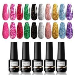 ROSALIND Gel Nagellack, 10 Farben UV LED Gel Nagel Set Schwarzer Rot Blau Violett Glitter Shellac Nail Art Soak Off Gel Nail Polish für Nagel Design von ROSALIND