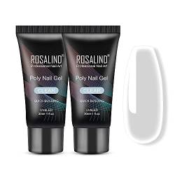 ROSALIND Transparent Poly Nägel Gel, 2pcs Nail Extension Gel 60ml, Quick Extension Acrylic Nagelgel Nagelverlängerungs Gel Nagel Gel für Anfänger Profis Salon von ROSALIND