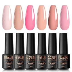 ROSALIND UV Nagellack, 6 Farben Mini Gel Nagellack, UV Nagellack Set WeißRosa Nackt Hellrosa Shellac Soak Off Nail Polish French Manicure für Frauen Mutter Geschenkset DIY zu Hause von ROSALIND