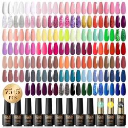 ROSALIND UV Nagellack Set, 80 Stück Mini Gel Nagellack Shellac Nagellack Weiß Rosa Nackt Transparent Rot Gelb Orange Violett Farbgel Gelnägel für Nagelstudio Design Starter Maniküre Geschenkset von ROSALIND