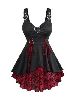 ROSE GAL Damen-Tanktop, Übergröße, ärmellos, V-Ausschnitt, Gothic, Spaghtti-Träger-Tanktop, Schwarz_13, 4X von ROSE GAL