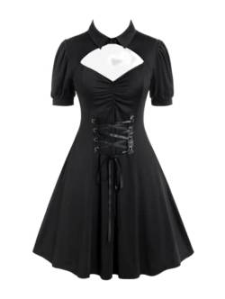 Rosegal Damen-Kleid in Übergröße, ärmellos, V-Ausschnitt, Gothic, Vintage-Stil, 50er-Jahre-Spaghtti-Träger, Swing-Maxikleid, Schwarz-315, 1X von ROSE GAL