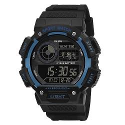 Herren Digital Quarz Uhr,Sport Militär Große Armbanduhr,50M Wasserdicht mit Wecker/Timer/LED Armbanduhr für Männer,Unisex Stoßsichere Outdoor Digitaluhr mit Resin Armband,Schwarz Blau von ROSEBEAR