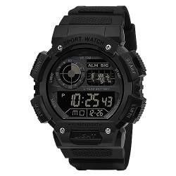 Herren Digital Quarz Uhr,Sport Militär Große Armbanduhr,50M Wasserdicht mit Wecker/Timer/LED Armbanduhr für Männer,Unisex Stoßsichere Outdoor Digitaluhr mit Resin Armband,Schwarz von ROSEBEAR